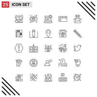 Modern Set of 25 Lines and symbols such as space exoskeleton develop tablet draw Editable Vector Design Elements