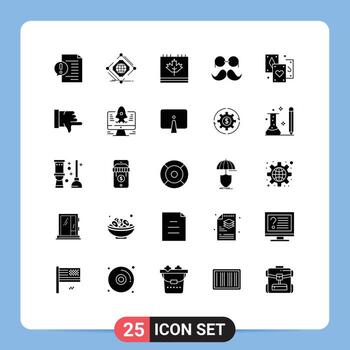 conjunto de 25 iconos de interfaz de usuario modernos símbolos signos para elementos de diseño vectorial editables de canadá de hoja de red de bigote movember vector