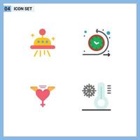 Set of 4 Commercial Flat Icons pack for astronomy love cycle time time process flake Editable Vector Design Elements