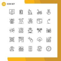 Line Pack of 25 Universal Symbols of robbit transport bad outline thought Editable Vector Design Elements