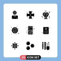 Set of 9 Modern UI Icons Symbols Signs for card weather plumbing sunny membership Editable Vector Design Elements