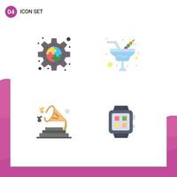 Set of 4 Modern UI Icons Symbols Signs for connect music plugin romance speaker Editable Vector Design Elements