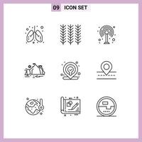 Set of 9 Modern UI Icons Symbols Signs for location scene modem mountain hill Editable Vector Design Elements