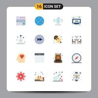Editable Vector Line Pack of 16 Simple Flat Colors of cleaning clock insurance am safe Editable Pack of Creative Vector Design Elements