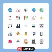 User Interface Pack of 25 Basic Flat Colors of education upload management data sign Editable Vector Design Elements
