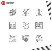 9 Creative Icons Modern Signs and Symbols of ui document stick basic play Editable Vector Design Elements