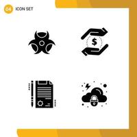 User Interface Pack of 4 Basic Solid Glyphs of education legal currency money lock Editable Vector Design Elements