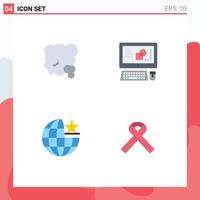 4 Thematic Vector Flat Icons and Editable Symbols of air global pm key board internet Editable Vector Design Elements