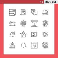 Modern Set of 16 Outlines and symbols such as sea boat delivery match camping Editable Vector Design Elements