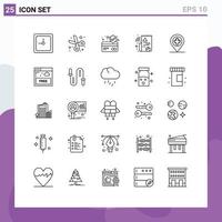 Stock Vector Icon Pack of 25 Line Signs and Symbols for access canada card protection location file Editable Vector Design Elements