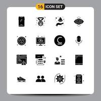 Pack of 16 Modern Solid Glyphs Signs and Symbols for Web Print Media such as box search feminism eye test india Editable Vector Design Elements