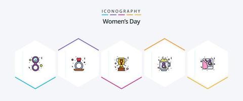 paquete de iconos de línea completa del día 25 de la mujer que incluye tarjeta. caliente. mujeres. día. signo de mujer vector