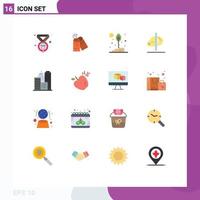 16 Universal Flat Color Signs Symbols of inspiration imagination agriculture idea nature Editable Pack of Creative Vector Design Elements