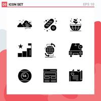 9 Solid Glyph concept for Websites Mobile and Apps internet connectivity earth positions analytics Editable Vector Design Elements