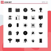 Set of 25 Vector Solid Glyphs on Grid for playstation game video console secretary Editable Vector Design Elements