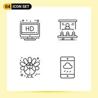 Line Pack of 4 Universal Symbols of hd holiday business people turkey Editable Vector Design Elements