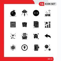 Universal Icon Symbols Group of 16 Modern Solid Glyphs of web retina swipe eye sound Editable Vector Design Elements