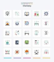 paquete de iconos planos de química creativa 25 como equipo. experimento. información prueba de laboratorio. químico vector