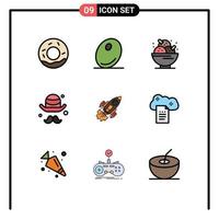 Set of 9 Modern UI Icons Symbols Signs for goal startup ice cream fathers brim Editable Vector Design Elements