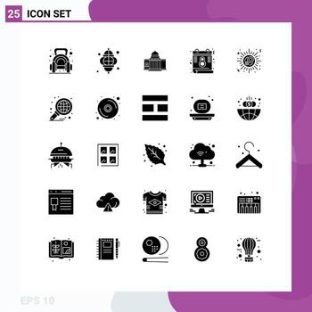 25 interfaz de usuario paquete de glifos sólidos de signos y símbolos modernos de arquitectura de lámpara de construcción de calendario elementos de diseño vectorial editables en blanco vector