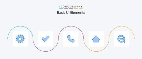 Basic Ui Elements Blue 5 Icon Pack Including delete. less. mobile. search. up vector