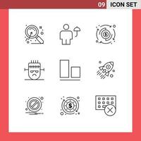 Group of 9 Outlines Signs and Symbols for align halloween umbrella horror transfer Editable Vector Design Elements