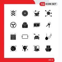 Set of 16 Modern UI Icons Symbols Signs for chemist connect healthcare circle network Editable Vector Design Elements