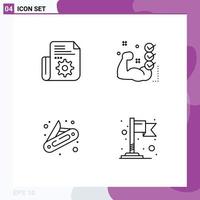 Universal Icon Symbols Group of 4 Modern Filledline Flat Colors of document camping tools training pocket Editable Vector Design Elements