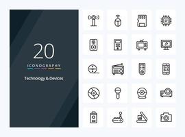 20 Devices Outline icon for presentation vector