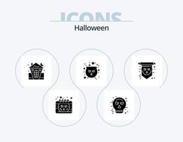 Halloween Glyph Icon Pack 5 Icon Design. flag. halloween. castle. cauldron. house vector