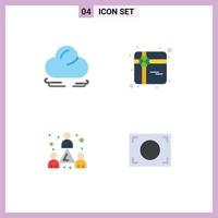 4 Universal Flat Icon Signs Symbols of wind team gift colleague frame Editable Vector Design Elements