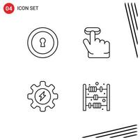 4 User Interface Line Pack of modern Signs and Symbols of keyhole abacus toy click energy count Editable Vector Design Elements