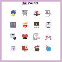 Group of 16 Flat Colors Signs and Symbols for hotel elevator digital down right Editable Pack of Creative Vector Design Elements