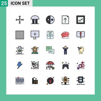 Filled line Flat Color Pack of 25 Universal Symbols of food analytics equality upload document Editable Vector Design Elements