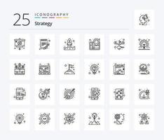 Strategy 25 Line icon pack including key. pin. sheet. navigation. up vector