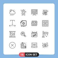 Outline Pack of 16 Universal Symbols of font interface computer book app Editable Vector Design Elements