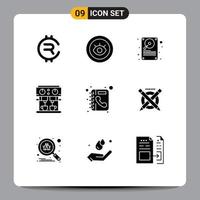 paquete de iconos de vector de stock de 9 signos y símbolos de línea para elementos de diseño de vector editables de café de máquina de datos de bebida de directorio