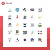 Universal Icon Symbols Group of 25 Modern Flat Colors of key media earth amplifier satellite Editable Vector Design Elements