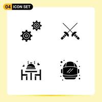 4 iconos creativos signos y símbolos modernos de controles placa esgrima cena casco elementos de diseño vectorial editables vector