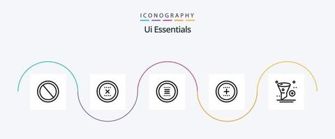 Ui Essentials Line 5 Icon Pack Including interface. add. delete. navigation. hamburger vector