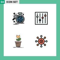 Group of 4 Filledline Flat Colors Signs and Symbols for analysis game globe options obstacle Editable Vector Design Elements