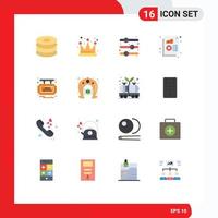 Mobile Interface Flat Color Set of 16 Pictograms of estate statistics off monitoring analysis Editable Pack of Creative Vector Design Elements