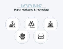 Digital Marketing And Technology Line Icon Pack 5 Icon Design. plug. audmented. atou. technology. reality vector