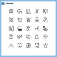 conjunto de 25 iconos de interfaz de usuario modernos signos de símbolos para elementos de diseño de vectores editables magnéticos divisores de producción de geometría de blog