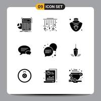 Universal Icon Symbols Group of 9 Modern Solid Glyphs of communication message cresent communication gold Editable Vector Design Elements