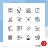 conjunto de 16 iconos modernos de ui símbolos signos para skeletonxc ray line e learning pentáculo óseo elementos de diseño vectorial editables vector