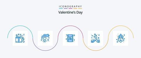Valentines Day Blue 5 Icon Pack Including love. crown. heart. love. couple vector