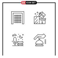 Stock Vector Icon Pack of 4 Line Signs and Symbols for gate bench sport package park Editable Vector Design Elements