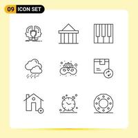 9 Creative Icons Modern Signs and Symbols of cloud snow court sound music Editable Vector Design Elements