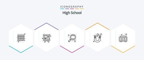 High School 25 Line icon pack including school. learn. training. education. school vector